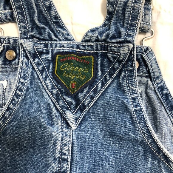 Vintage Baby Gap Blue Jean Overalls Large 12 to 18 Months 100% Cotton - Picture 3 of 5